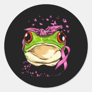 Frosch Brustkrebs Bewusstsein rosa Krebs Runder Aufkleber