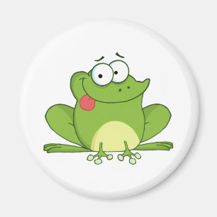 Frosch-Cartoon-Charakter, der heraus seine Zunge Magnet