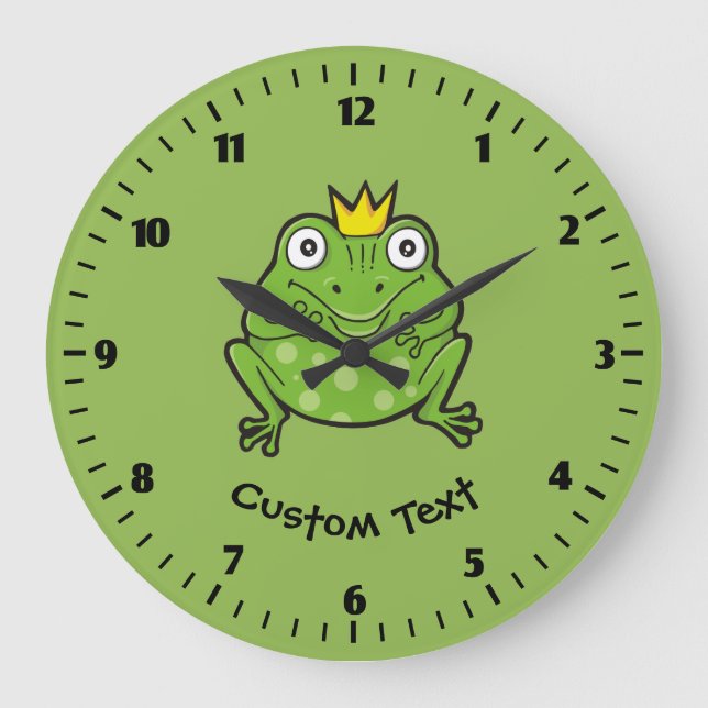 Frosch-Cartoon Große Wanduhr (Vorderseite)