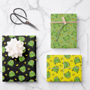 Frosch-Cartoon-Muster Geschenkpapier Set