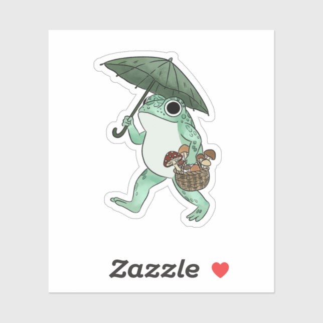 Frosch Cottagecore Pilzsammlung Illustration Aufkleber (Blatt)