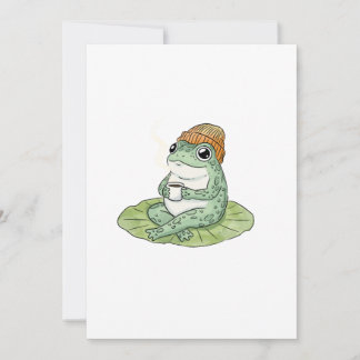 Frosch Cottagecore trinkt Kaffee Illustration Einladung