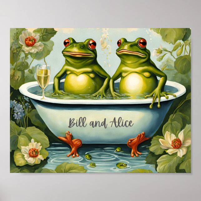 Frosch Couple Garden Bath Poster (Vorne)
