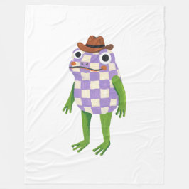 Frosch-Cowboy-Decke – Schwarz-Weiß-Schachbrett Fleecedecke