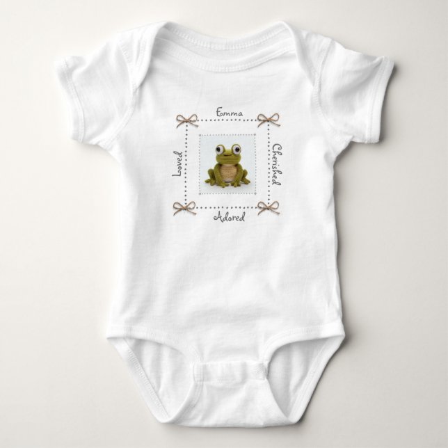 Frosch Crochet Baby Bodysuit Personalize Strampler (Vorderseite)