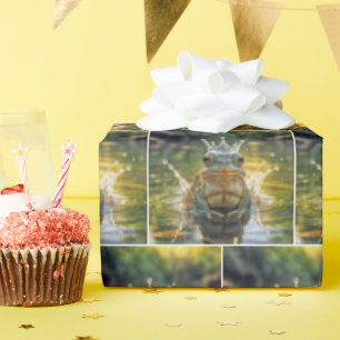 Frosch, der eine Wasserschlackenkrone trägt Geschenkpapier