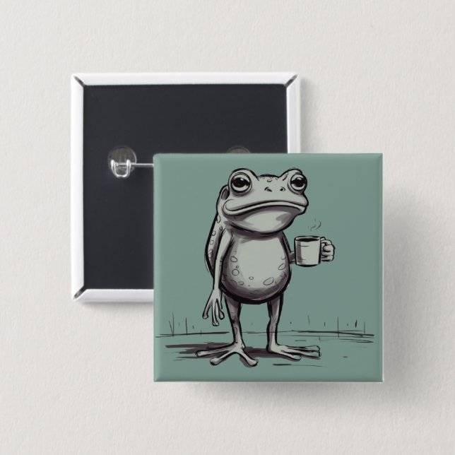 Frosch, der Kaffee-Meme-Mystik-Kröte-Froschliebhab Button (Vorne & Hinten)