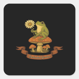 Frosch des Gartens Fairycore Cottagecore Frosch Quadratischer Aufkleber