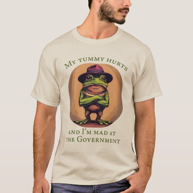 Frosch Design Bauchschmerzen T-Shirt (Vorderseite)