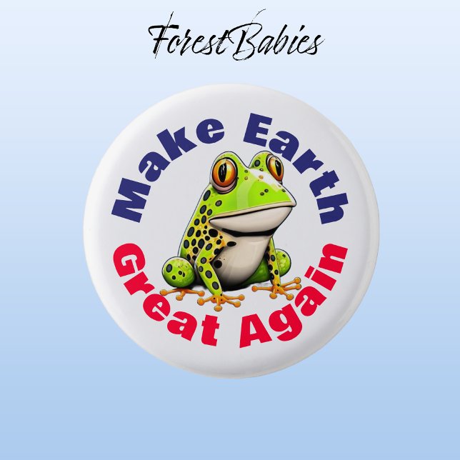 Frosch, die Erde wieder groß machen, Niedliche Umw Button (Frog 🐸 ForestBabies Button)