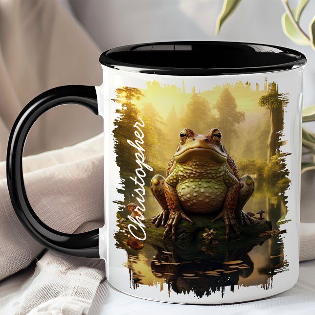 Frosch durch Morning Pond Reflection Tasse (Von Creator hochgeladen)