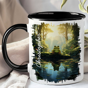 Frosch durch Waldstrom reflektiert Tasse