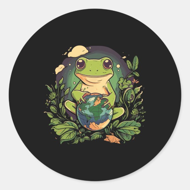 Frosch-Earth-Day Runder Aufkleber (Vorderseite)