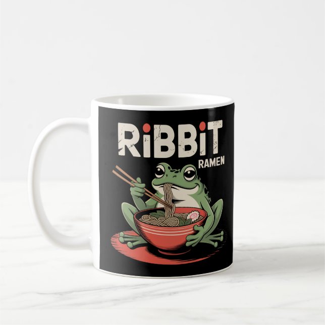 Frosch Eating Ramen Funny Ribbit Ramen Kaffeetasse (Links)