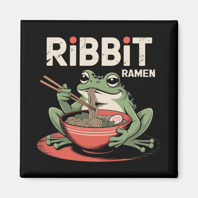 Frosch Eating Ramen Funny Ribbit Ramen Magnet (Vorne)