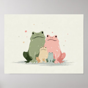 Frosch Familie – Niedliche, verspielte Tierkunst Poster