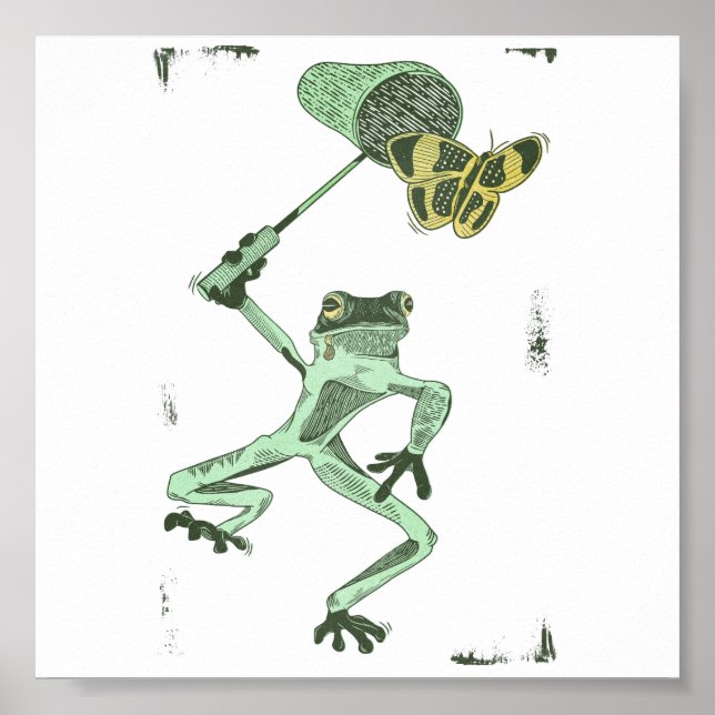 Frosch fängt Schmetterlinge Poster (Vorne)