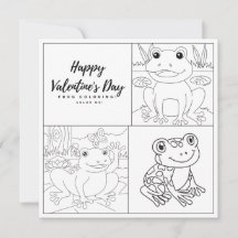 Frosch Färben Seite Kid Boy Card Happy Valentine's