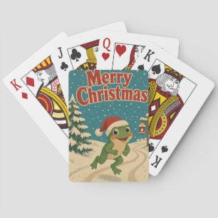 Frosch-Feiertagsweg-Tier-Weihnachten Spielkarten