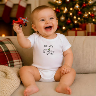 Frosch fliegt Flugzeug Personalisierter Babyjunge Baby Strampler