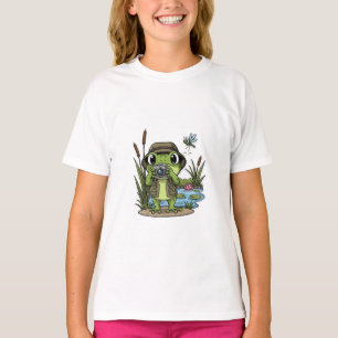 Frosch-Fotograf am Teich mit Kamera Kinder T-Shirt