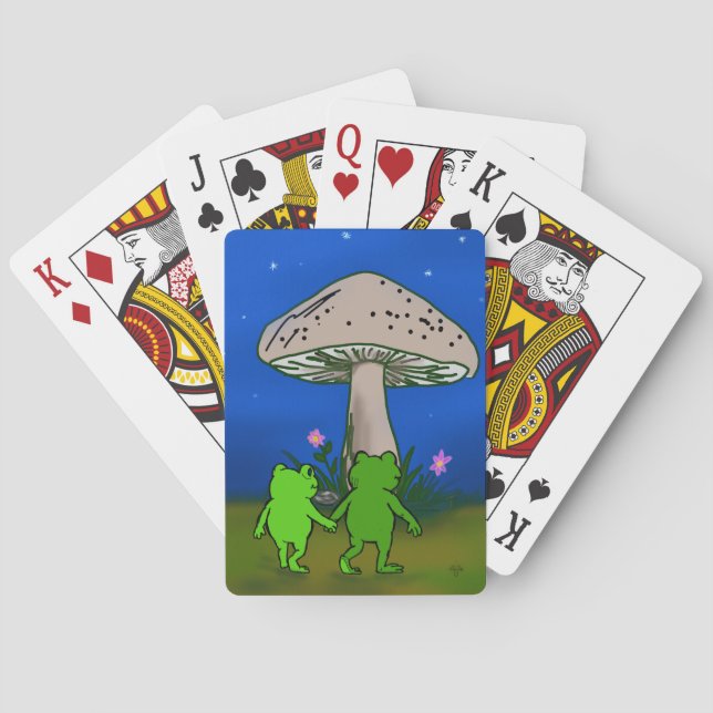 Frosch Freunde Paar Whimsical Cute Spielkarten (Rückseite)