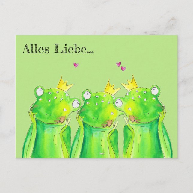 Frosch, Froschkönig Glückwünsche Karte Herz (Vorderseite)