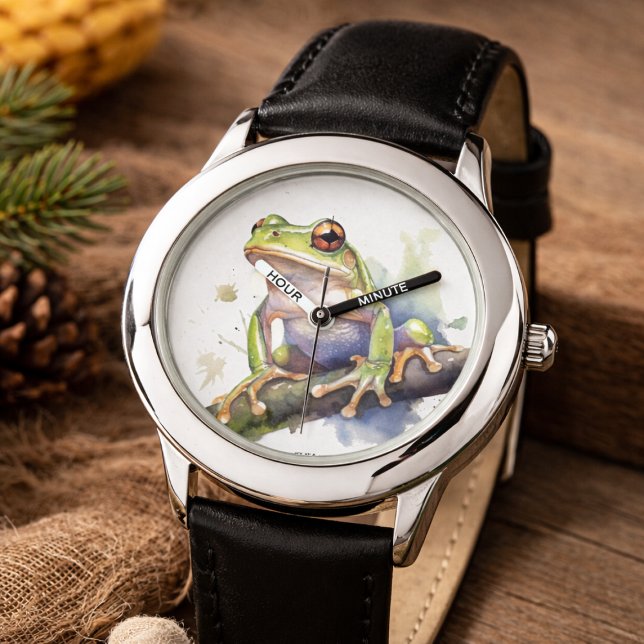 Frosch für niedliche Wasserfarben Armbanduhr (Von Creator hochgeladen)