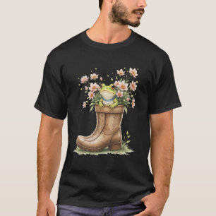 Frosch Garten Stiefel Floral Frühling Amphibie Fro T-Shirt