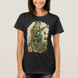 Frosch Gitarre spielen Banjo auf Log Cottageco T-Shirt