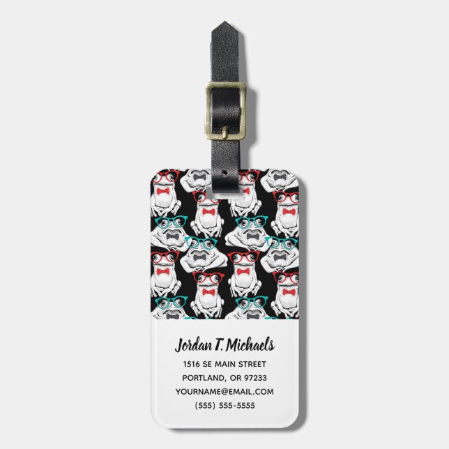 Frosch-Glas-Muster | addieren Ihren Namen Gepäckanhänger (Vorderseite vertikal)