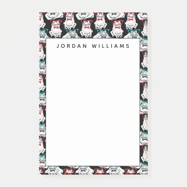 Frosch-Glas-Muster | addieren Ihren Namen Post-it Klebezettel (Vorderseite)