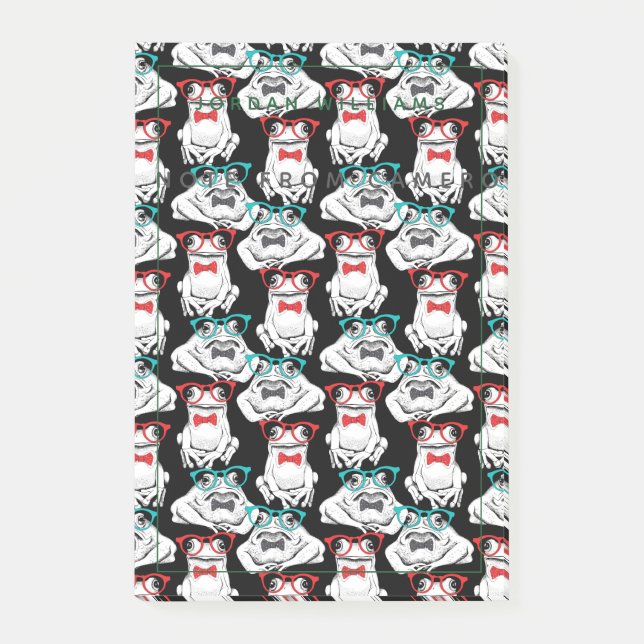 Frosch-Glas-Muster | addieren Ihren Namen Post-it Klebezettel (Vorderseite)