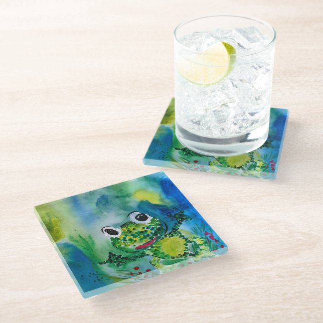 Frosch Glasuntersetzer (Schrägansicht)