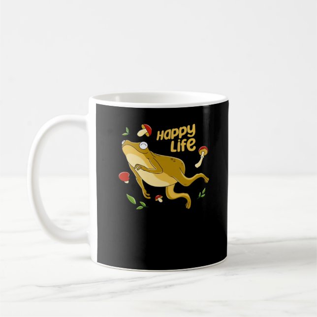 Frosch Glücklich Wesentliches Minimales Design Kaffeetasse (Links)