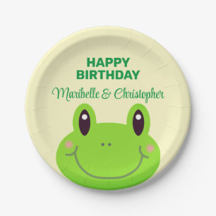 Frosch Happy Birthday Twins Cream Yellow Pappteller