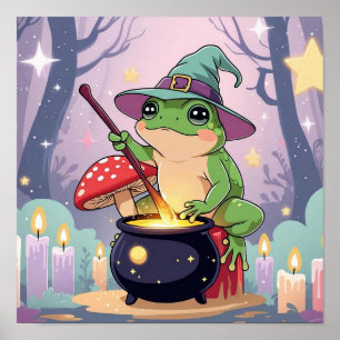 Frosch-Hexen-Plakat – Kawaii-Potion-Frosch-Wandkun Poster
