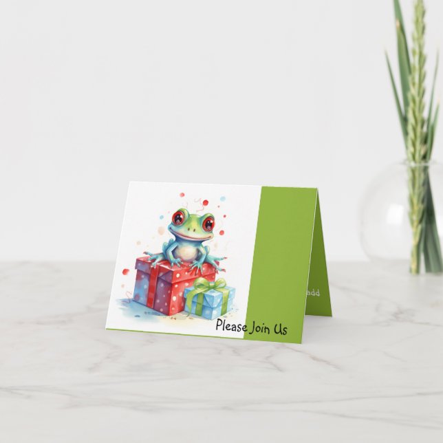 Frosch Holiday Birthday Einladung (Vorderseite)