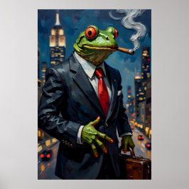 Frosch im Anzug mit Zigarbild Poster