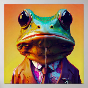 Frosch im Anzug Poster