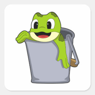 Frosch im Eimer Quadratischer Aufkleber