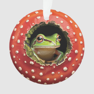 Frosch im Fliegenpilz – Süße Waldpilzkunst Ornament