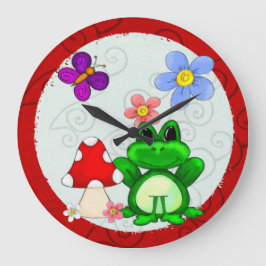 Frosch im Frühling Große Wanduhr