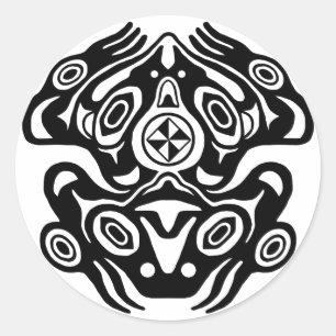 Frosch im indianischen Design Runder Aufkleber
