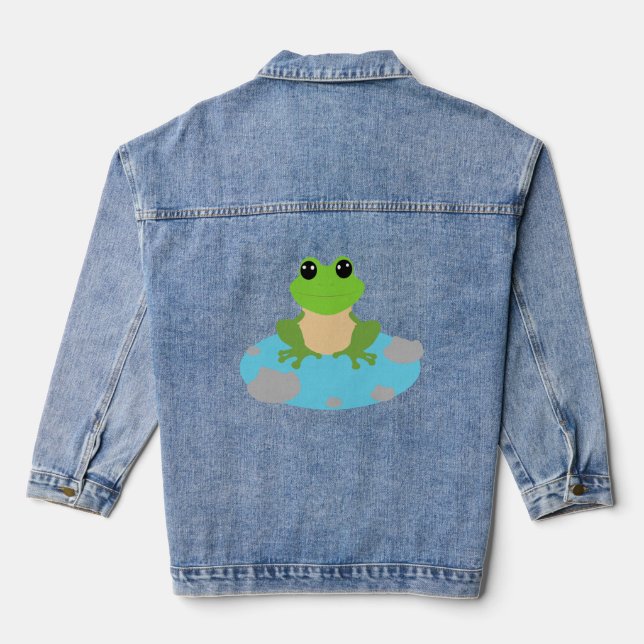Frosch im Teich Jeansjacke (Rückseite)