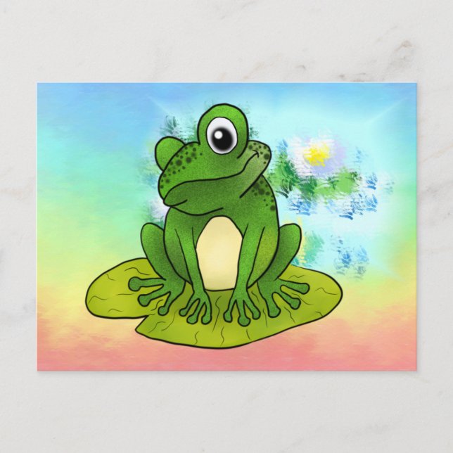 Frosch im Teich Postkarte (Vorderseite)