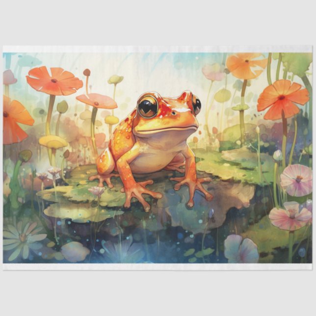 Frosch in Aquarell 2 Decoupage Paper Seidenpapier (Vorderseite)