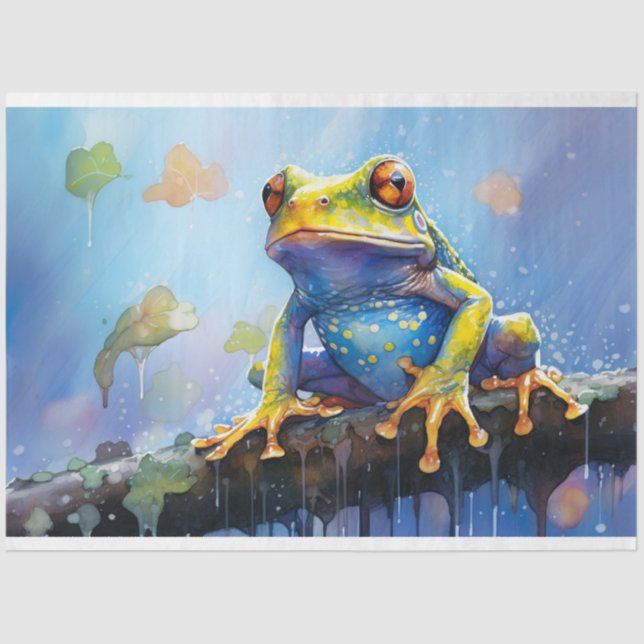 Frosch in Aquarell 3 Decoupage Paper Seidenpapier (Vorderseite)