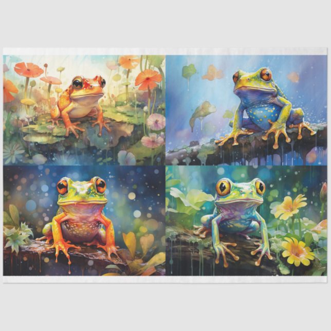 Frosch in Aquarellfarben 1 Dekoupage Paper Seidenpapier (Vorderseite)