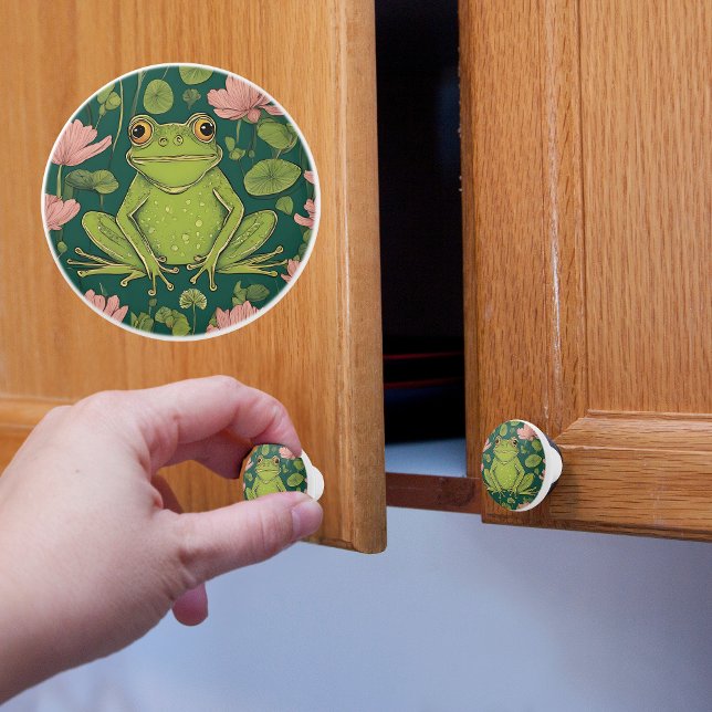 Frosch in Blume Keramikknauf (Von Creator hochgeladen)